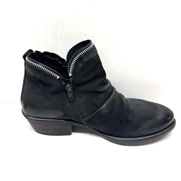 MIZ MOOZ NUBUCK LEATHER BOOTIE SIDE ZIP AROUND BLACK 37EU / 7US NEW # Z-134 - Picture 3 of 5